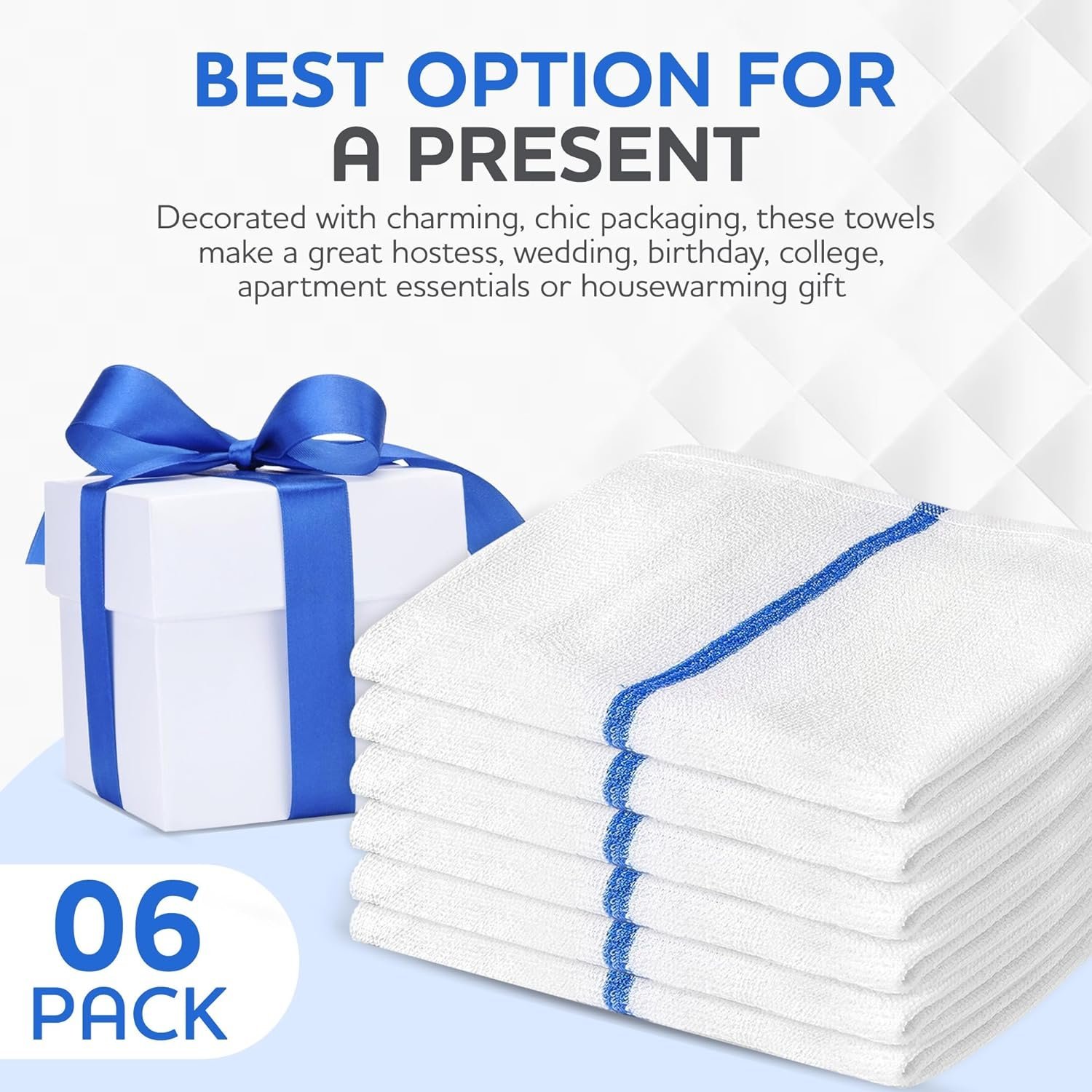 DryLuxe Kitchen Towels Dish Cloth (12 Pack) Machine Washable Cotton White Kitchen Dishcloths Towel Tea Towels (15 x 25 Inch) - Image 5