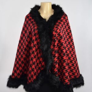 FAUX FUR TRIMMED CAPE