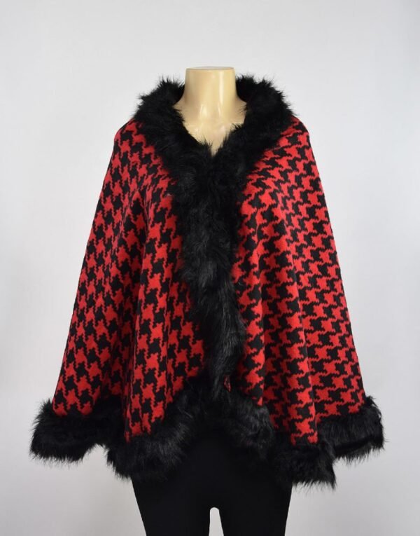FAUX FUR TRIMMED CAPE