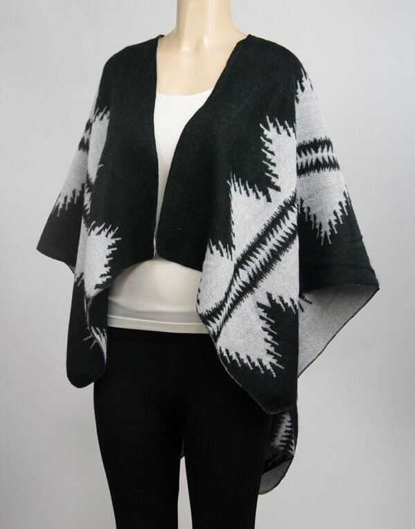 COLOR BLOCK BLANKET PONCHO